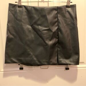 H&M Divided Black Pleather Mini Skirt with Off Center Thigh Slit Cocktail Size S
